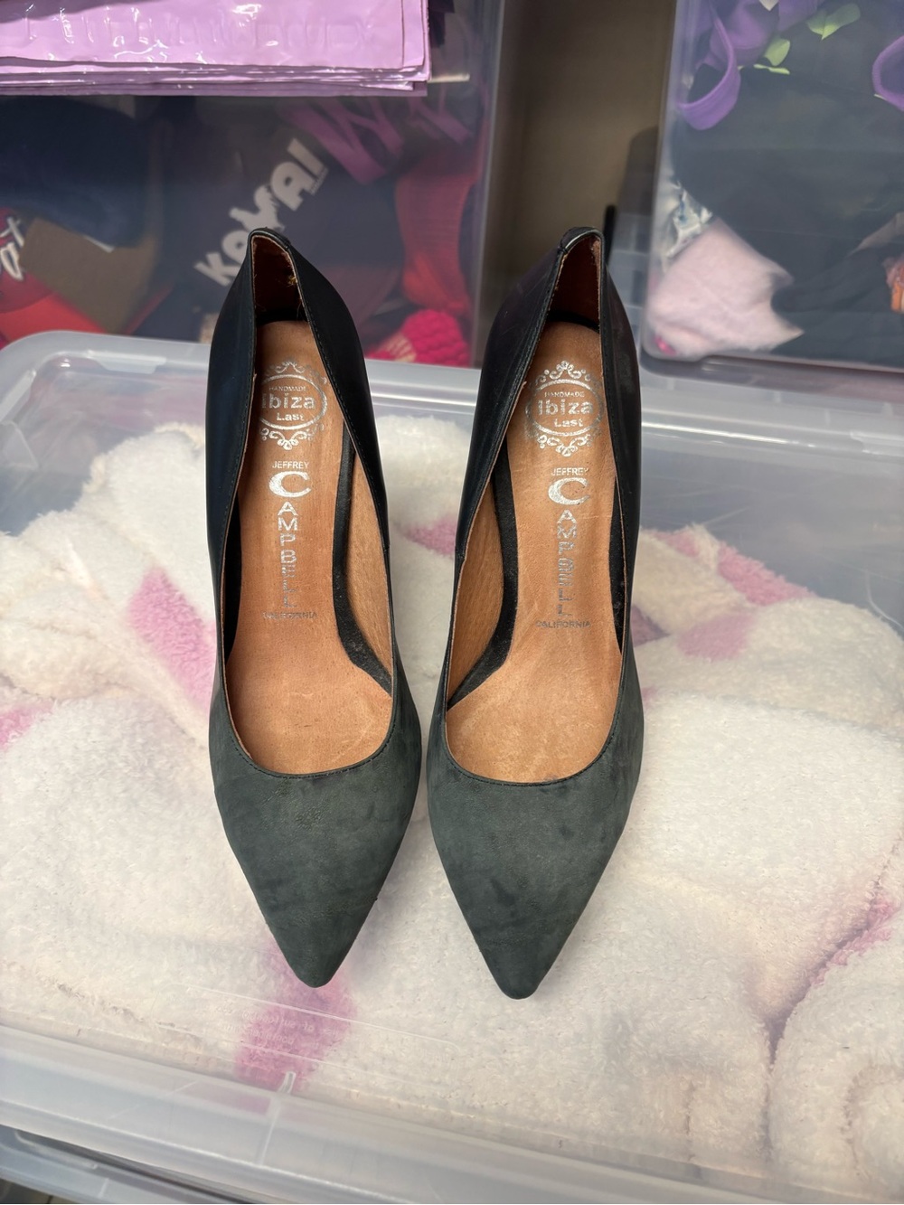 Jeffrey Campbell Black Pointed-Toe Suede Pumps